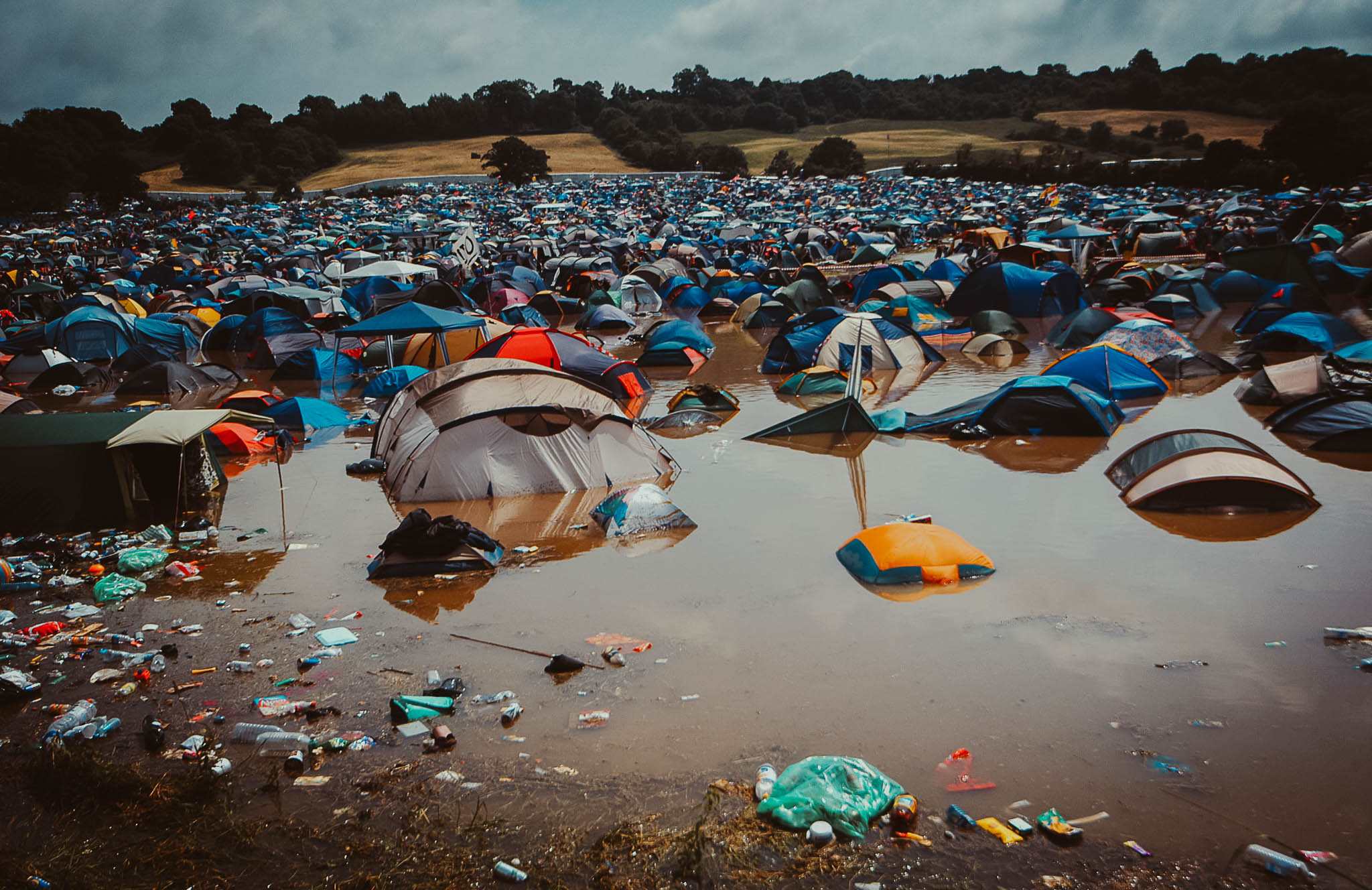 Thunderstorms and torrential rain flood Glastonbury Festival
