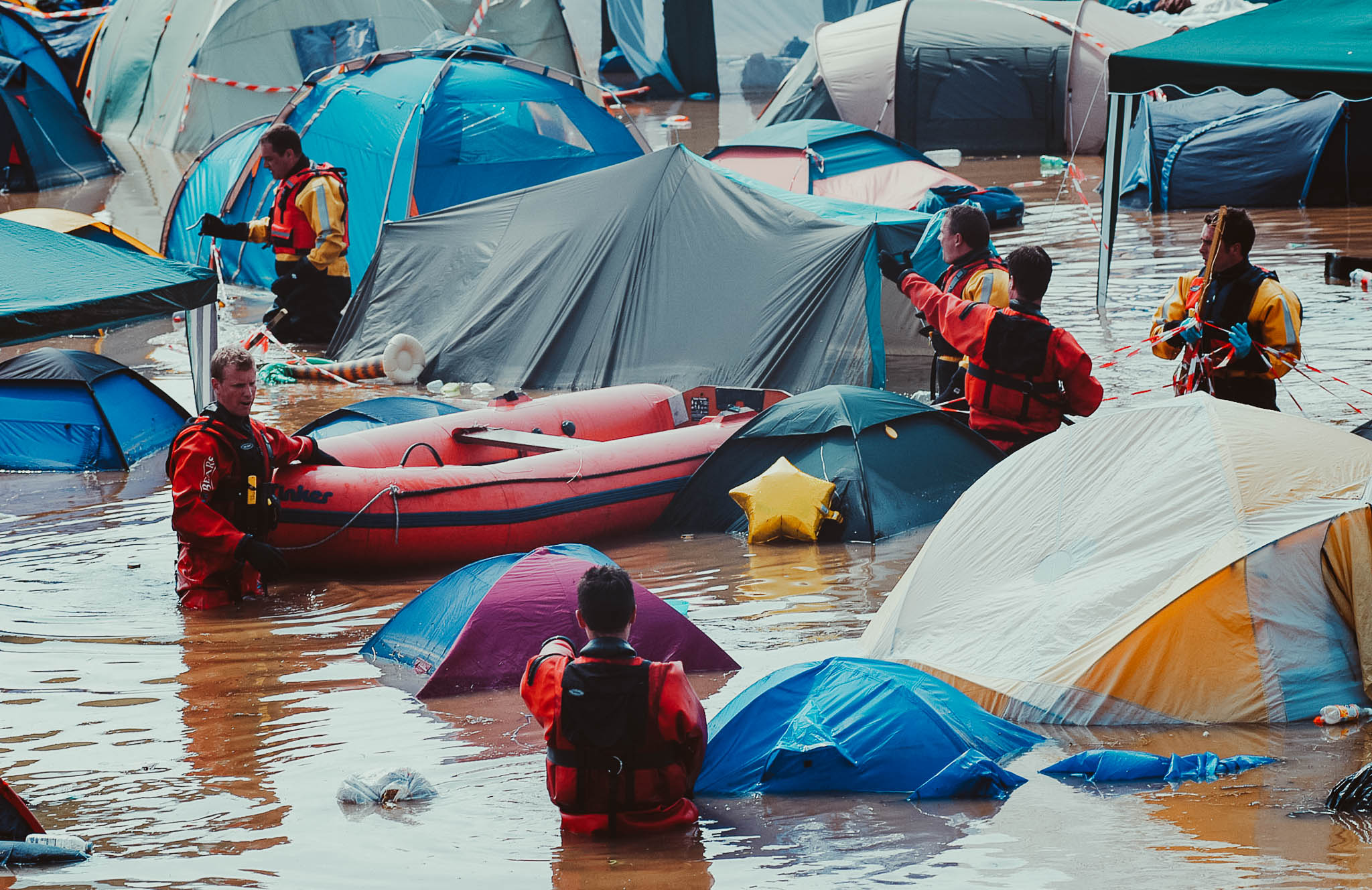 Thunderstorms and torrential rain flood Glastonbury Festival