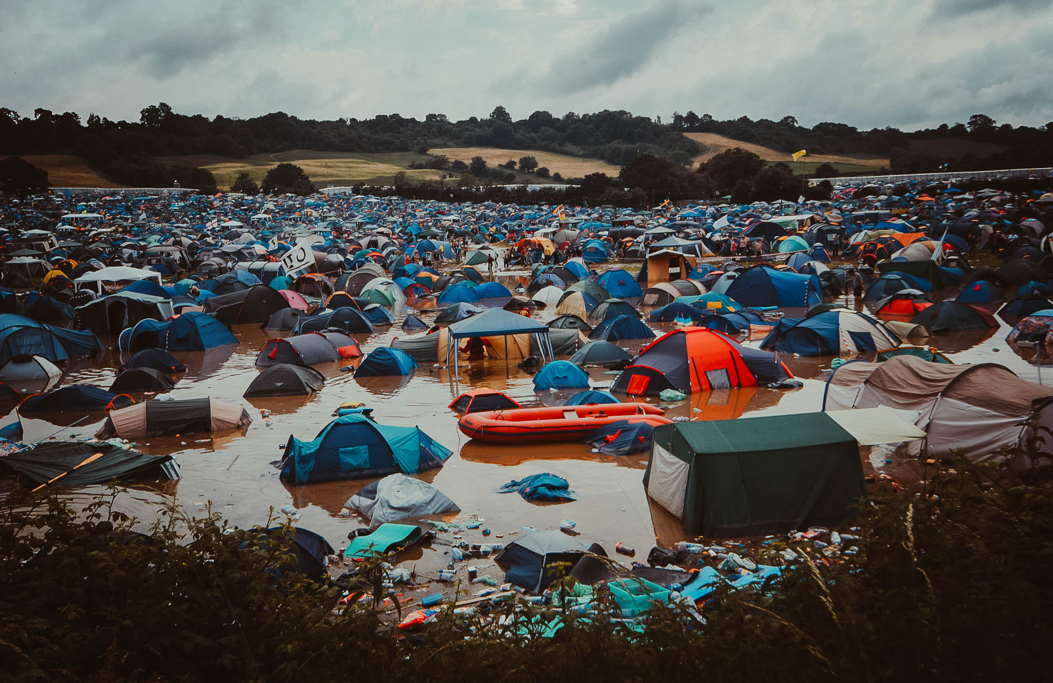Thunderstorms and torrential rain flood Glastonbury Festival