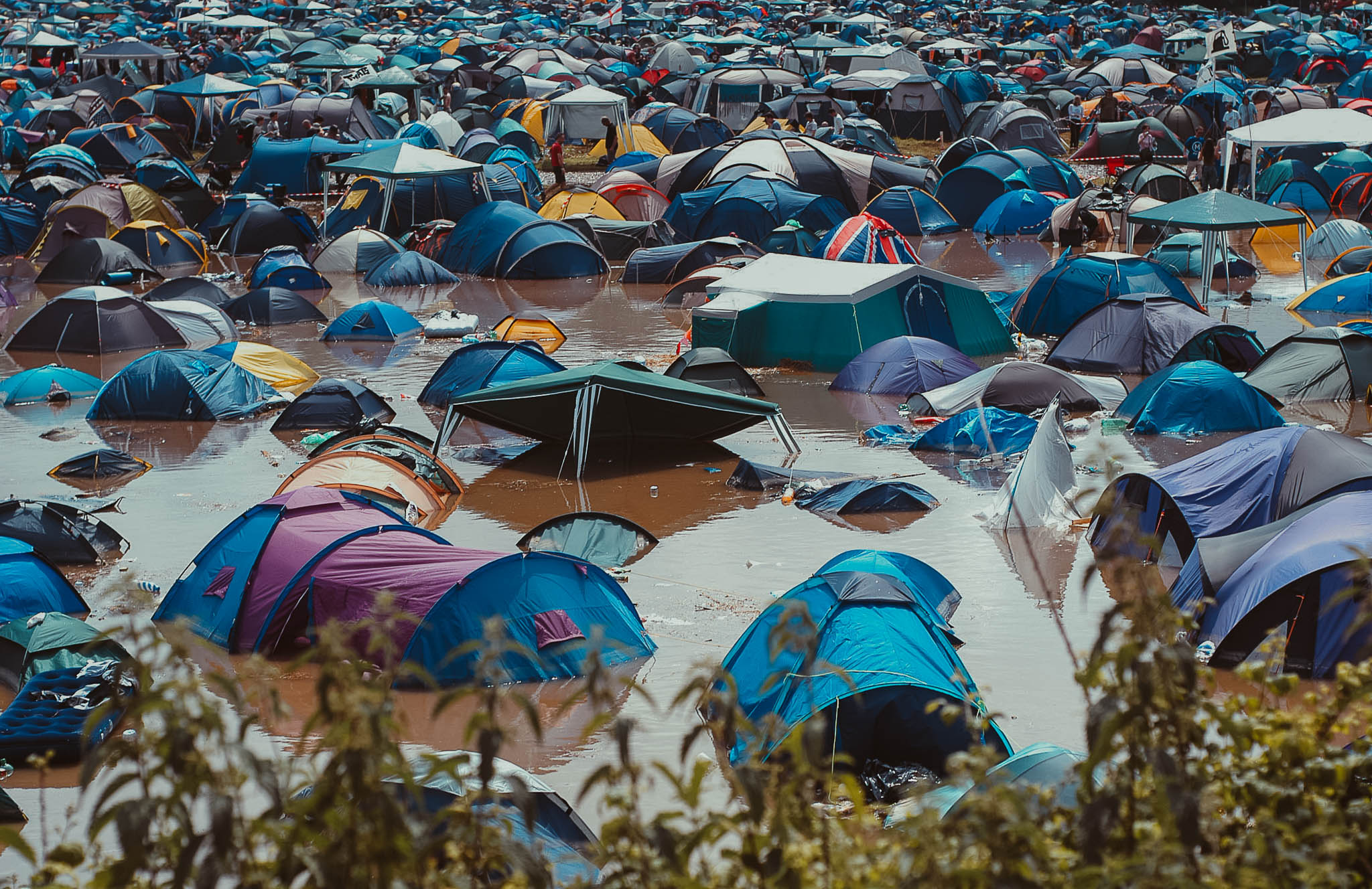 Thunderstorms and torrential rain flood Glastonbury Festival