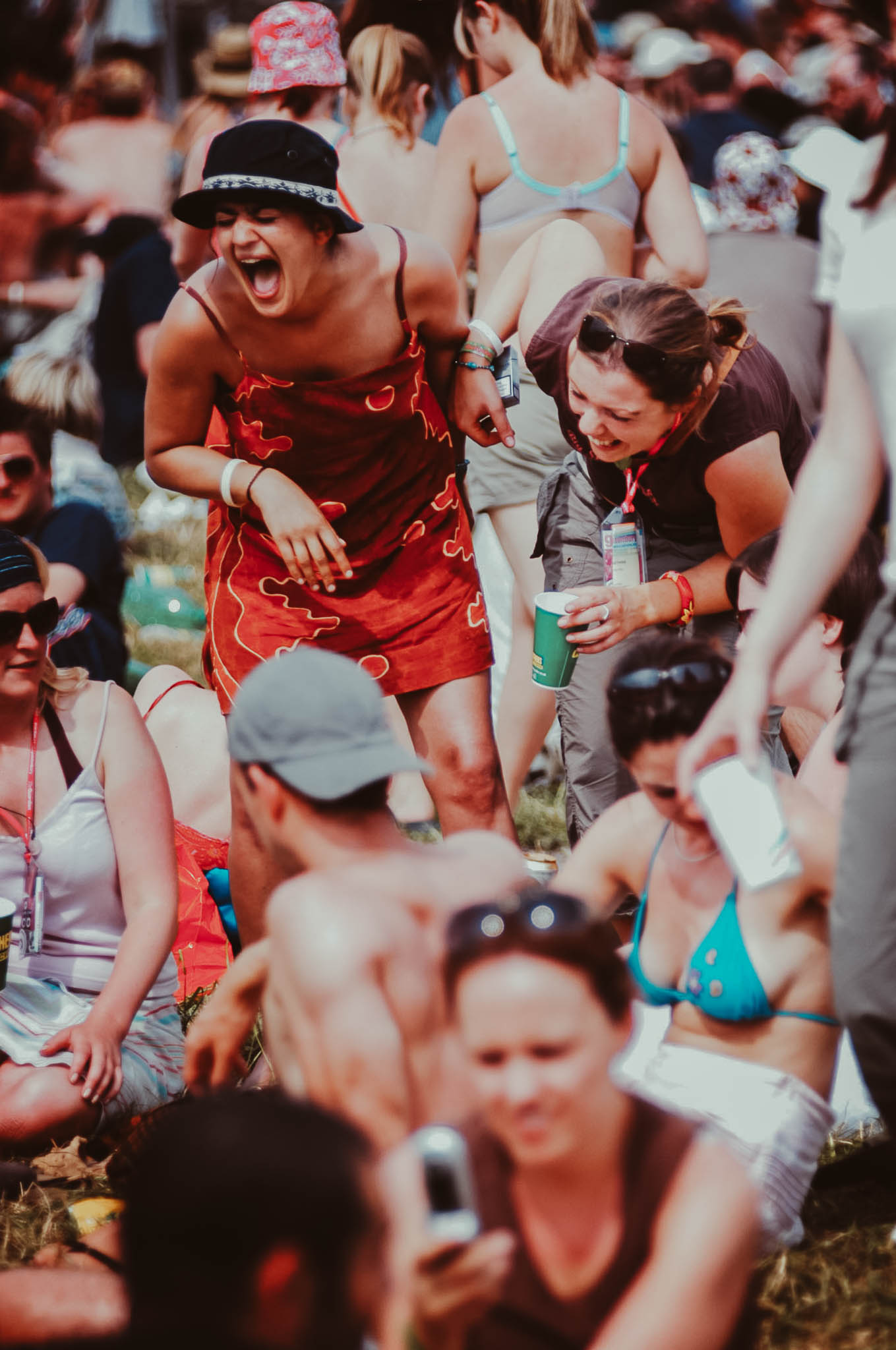 Festivalgoers enjoy the warm-up to this years Glastonbury Festival
