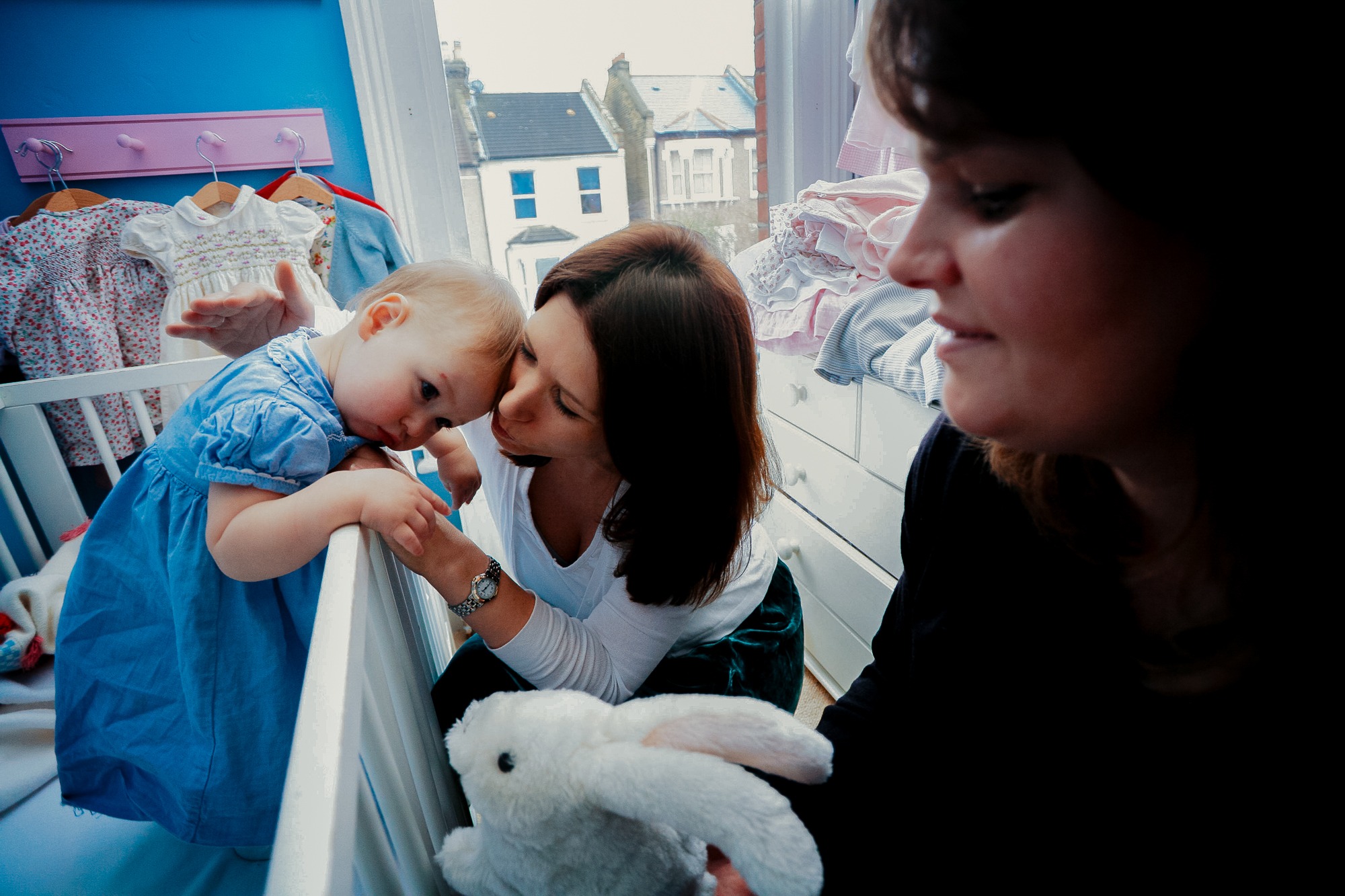 Baby Cecily (11 months). Sleeping coach Melissa B (right) is helping Cecily’s mother Leah to improve the baby’s sleeping patterns. London