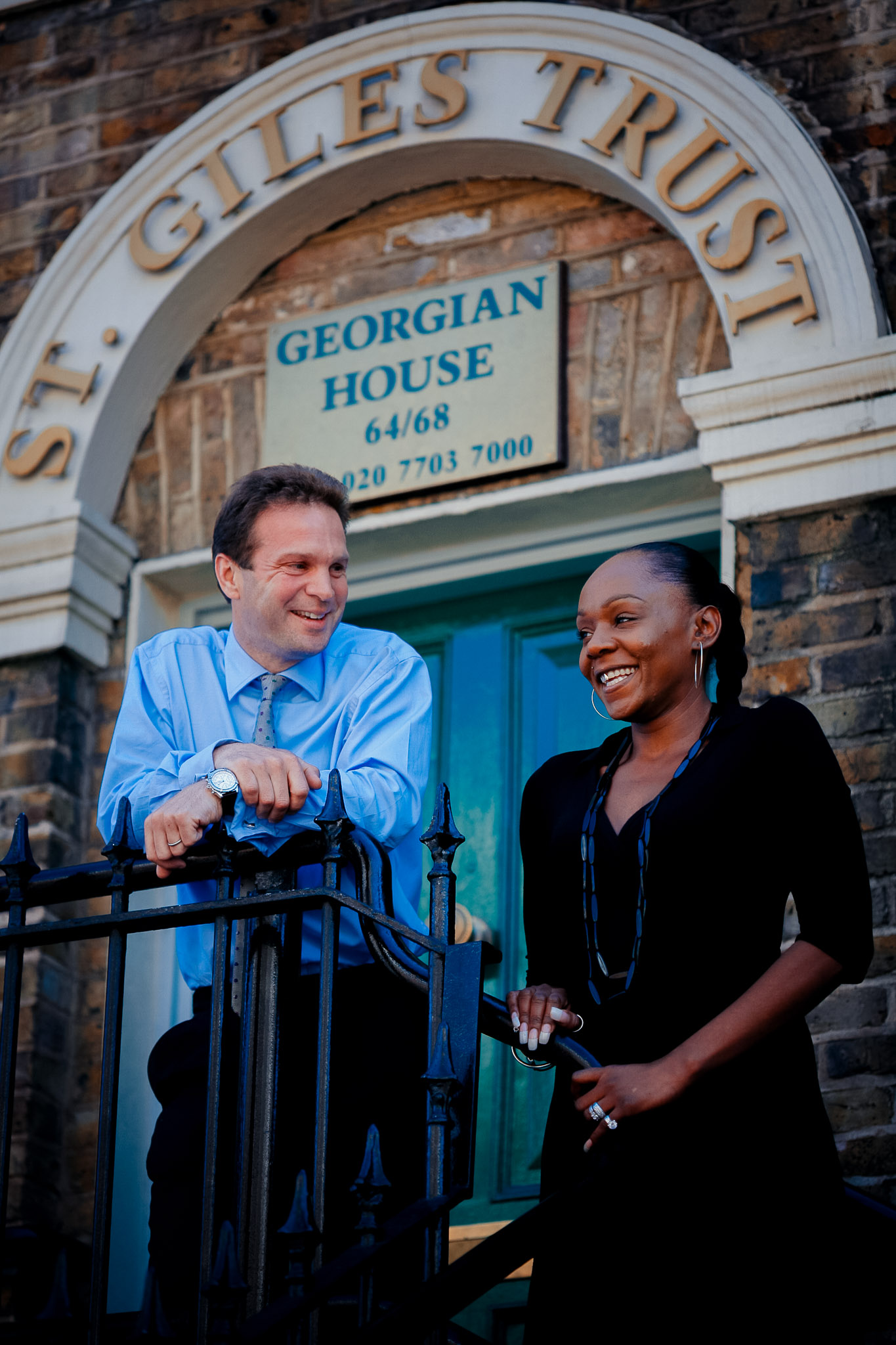 Chief Executive of St Giles Trust Rob Owen with his PA Wendy Akoue-Rowley, London